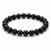 Men’s black onyx bracelet with 8 mm beads on pure white