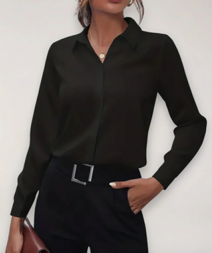 Women’s Tailored Button-Up Blouse – Lightweight Spring Office Shirt for Smart Casual Wear