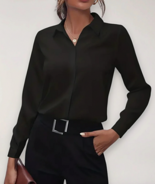 Women’s Tailored Button-Up Blouse – Lightweight Spring Office Shirt for Smart Casual Wear