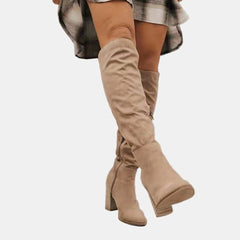 Women’s Over-the-Knee Boots – Block-Heel Tall Boots with Side Zip for Autumn and Winter Wear