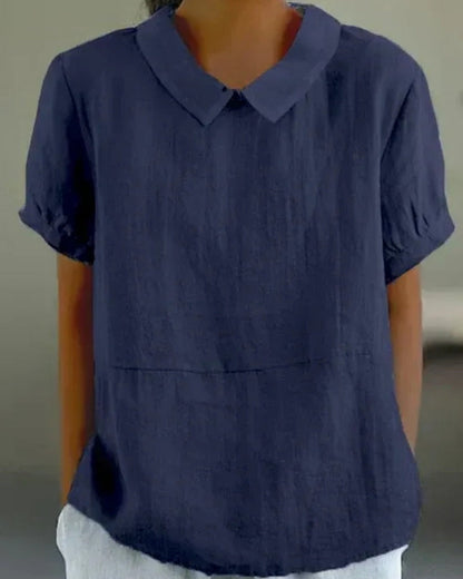Women’s Collared Summer Blouse – Relaxed Short-Sleeve Top for Everyday and Office Wear