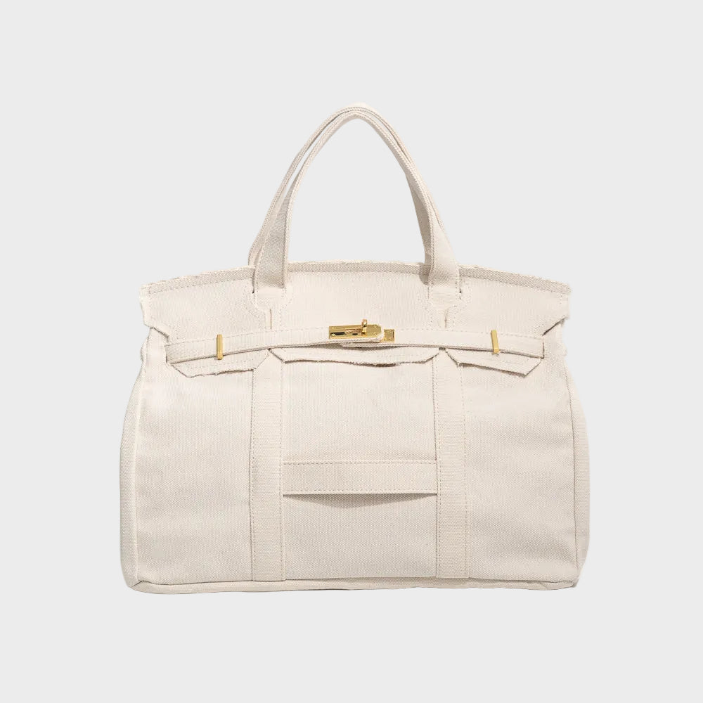 Women’s Structured Canvas Tote Bag – Spacious Top-Handle Carry for Work and Weekend Use