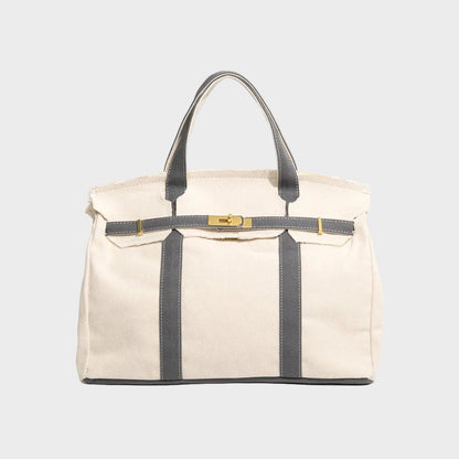 Women’s Structured Canvas Tote Bag – Spacious Top-Handle Carry for Work and Weekend Use