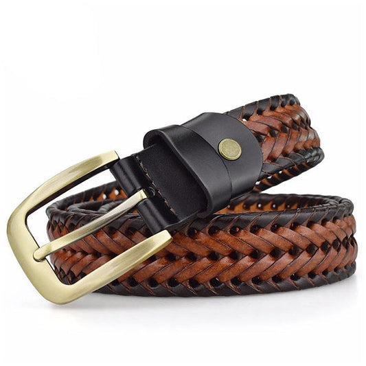 Men’s Braided Leather Belt – Flexible Woven Strap for Casual and Smart Wear