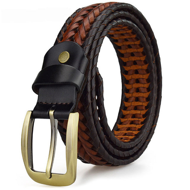 Men’s Braided Leather Belt – Flexible Woven Strap for Casual and Smart Wear