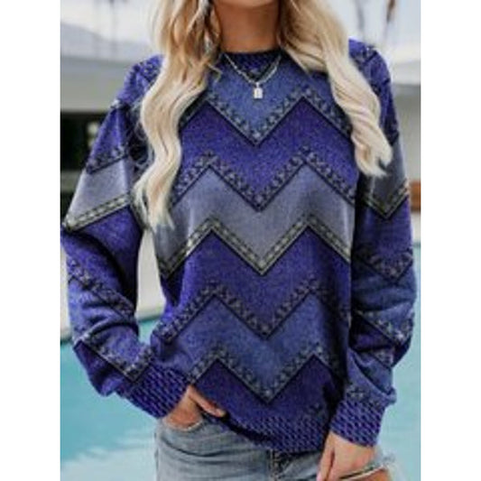 Women’s Printed Crew Neck Sweatshirt – Relaxed Long-Sleeve Casual Layer for Everyday Wear