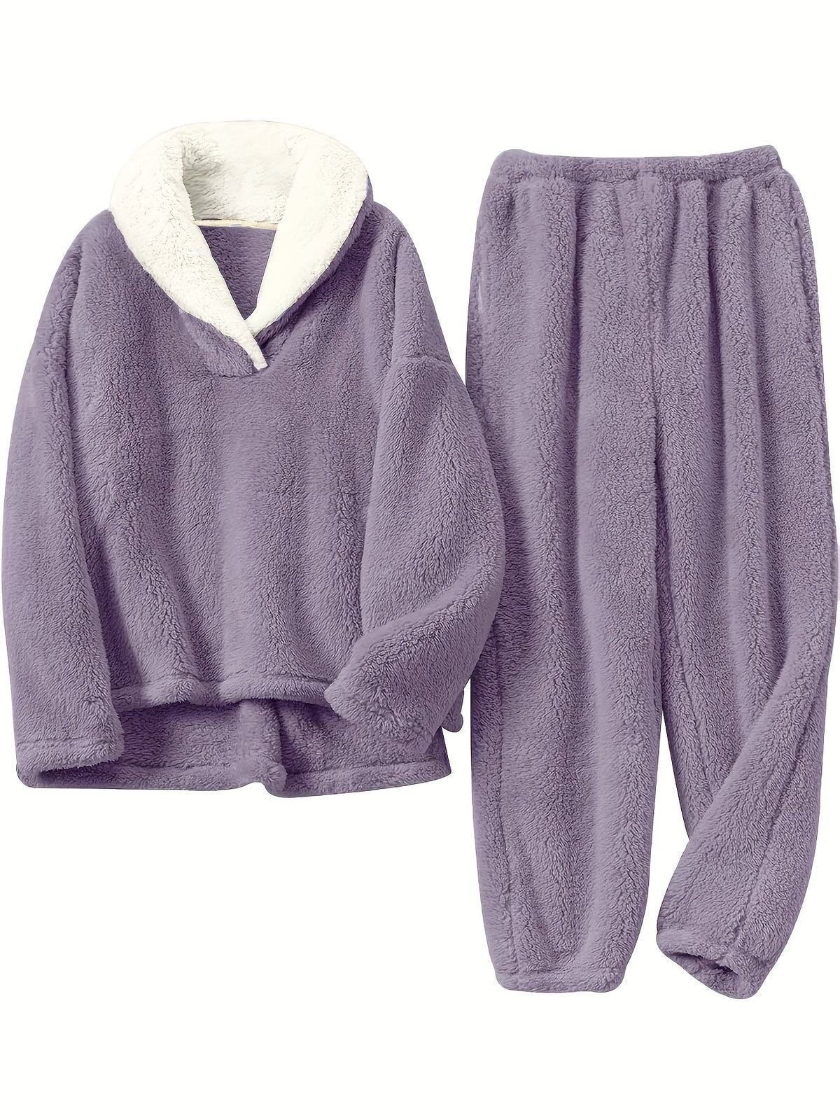 Women’s Lounge Set – Shawl Collar Top with Elasticated Waist