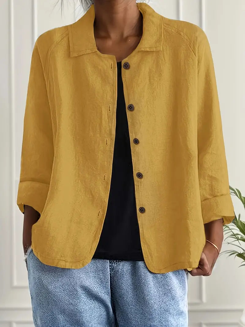 Women’s Lightweight Cardigan – Shirt Collar with Button-Through Front