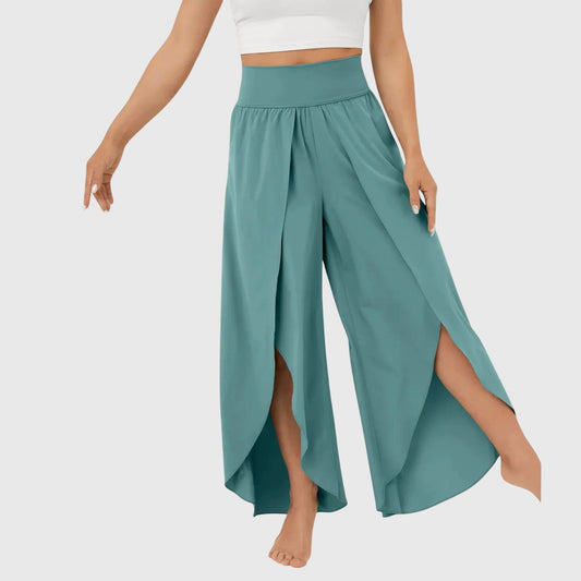 Women’s High-Waisted Wide-Leg Split Trousers – Flowing Boho Summer Style for Holidays and Beachwear