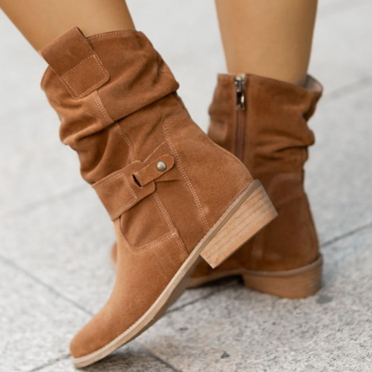 Women's Suede-Look Side Zip Knee-High Boots