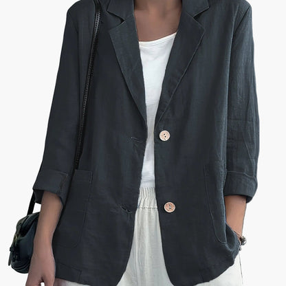 Women’s Relaxed Blazer – Two-Button Front with Roll-Up Sleeves