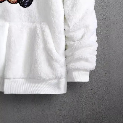 Men’s Teddy Fleece Hoodie – Plush Bear Print Pullover for Casual Winter Wear