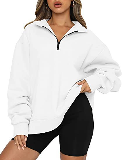 Women’s Oversized Half-Zip Collared Sweatshirt – Relaxed Long-Sleeve Pullover for Everyday Layering