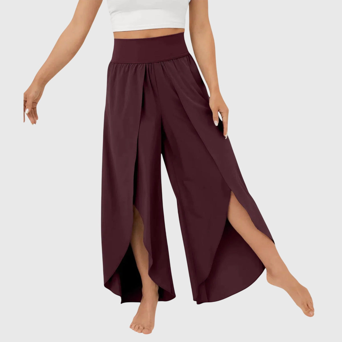Women’s High-Waisted Wide-Leg Split Trousers – Flowing Boho Summer Style for Holidays and Beachwear