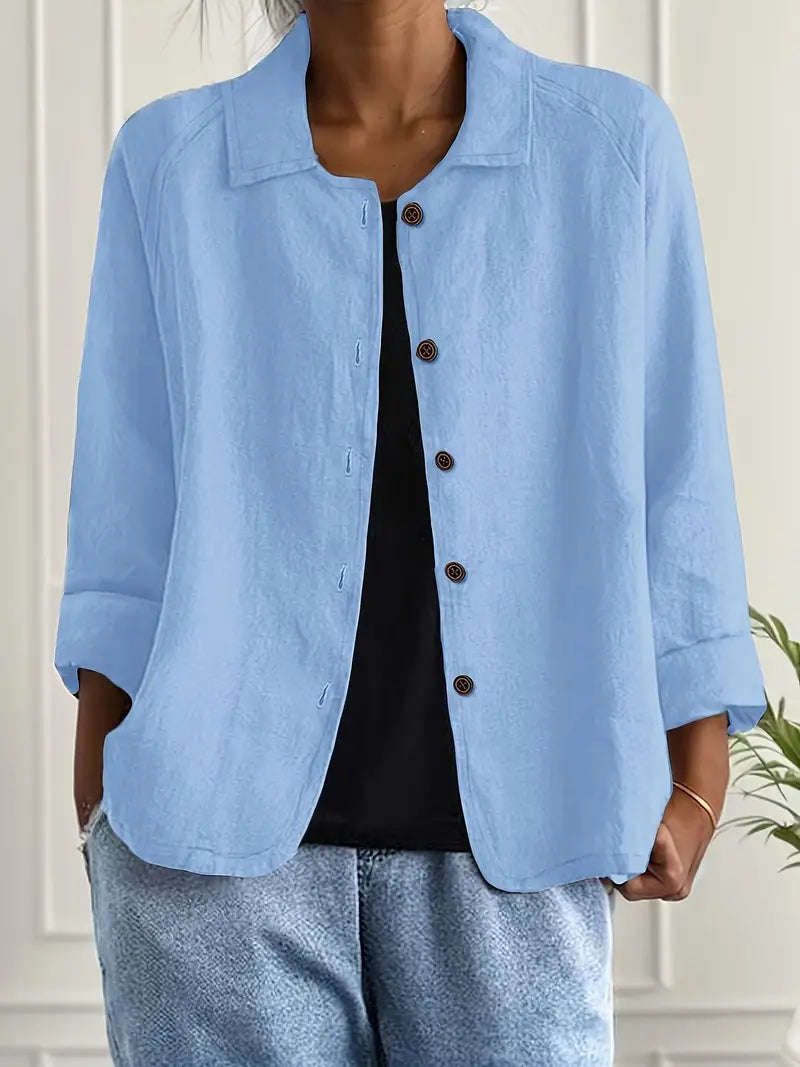 Women’s Lightweight Cardigan – Shirt Collar with Button-Through Front