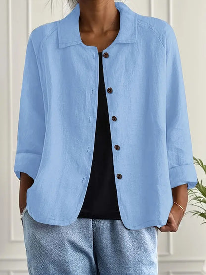 Women’s Lightweight Cardigan – Shirt Collar with Button-Through Front