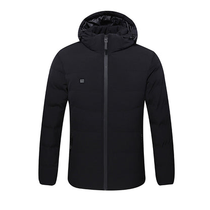 Men’s USB Heated Hooded Jacket – Padded Winter Layer with Adjustable Heat Control