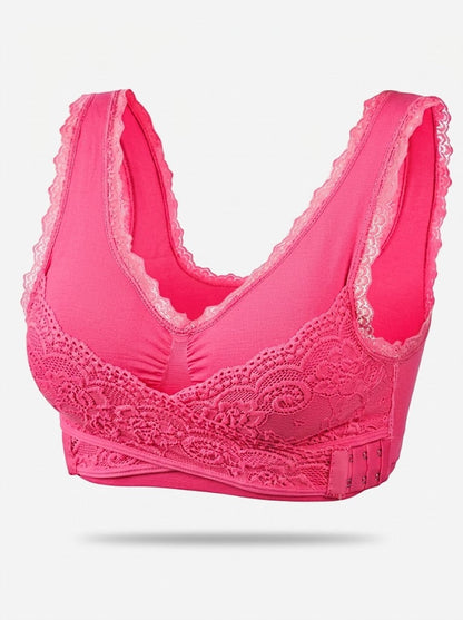 Women’s Wireless Lace Support Bra – Wide-Strap Longline Style for Everyday Comfort