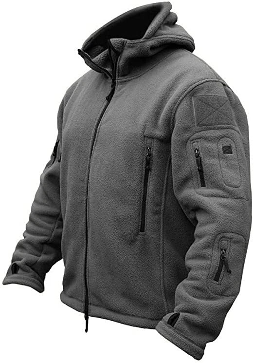 Men’s Hooded Fleece Jacket – Warm Multi-Pocket Outdoor Layer for Hiking and Everyday Wear