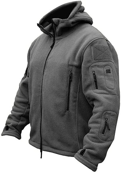 Men’s Hooded Fleece Jacket – Warm Multi-Pocket Outdoor Layer for Hiking and Everyday Wear