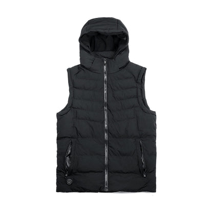 Men’s USB Heated Hooded Puffer Vest – Quilted Sleeveless Winter Layer with Adjustable Warmth