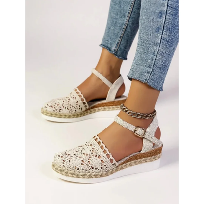 Women’s Boho Wedge Sandals – Ankle Strap Summer Shoes for Holidays and Everyday Wear