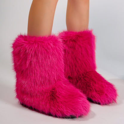 Women's Faux Fur Lined Snow Boots - Black