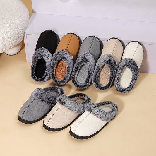 Women's Faux Fur Lined Platform Clog Slippers - Black (US 5-14)