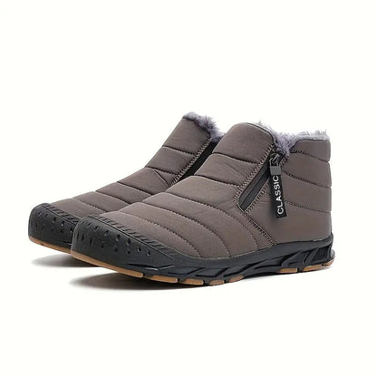 Men’s Fur-Lined Quilted Winter Boots – Warm Side-Zip Non-Slip Outdoor Shoes for Everyday Cold-Weather Wear