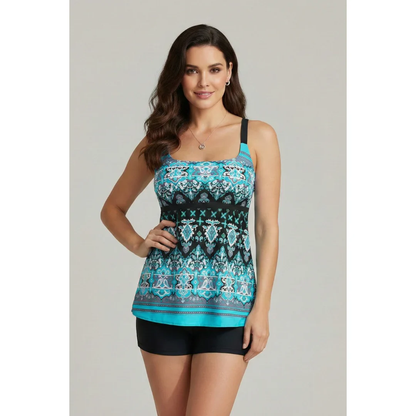 Women’s Printed Tankini Set – Comfortable Summer Swimwear for Beach and Pool