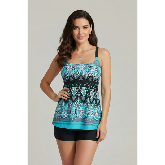 Women’s Printed Tankini Set – Comfortable Summer Swimwear for Beach and Pool
