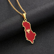 Gold-tone Albania map pendant necklace