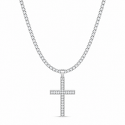 Men's silver-tone 4mm cross tennis chain necklace on white