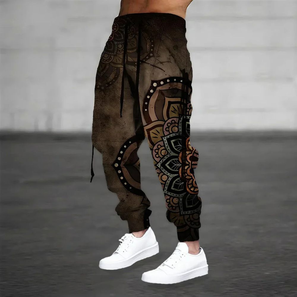 Men’s Mandala-Print Harem Trousers – Relaxed Boho Joggers for Casual Summer Wear