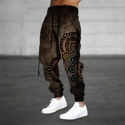 Men’s Mandala-Print Harem Trousers – Relaxed Boho Joggers for Casual Summer Wear