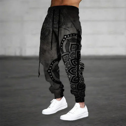 Men’s Mandala-Print Harem Trousers – Relaxed Boho Joggers for Casual Summer Wear