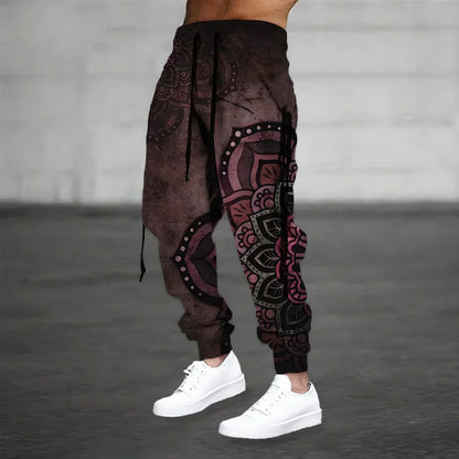 Men’s Mandala-Print Harem Trousers – Relaxed Boho Joggers for Casual Summer Wear