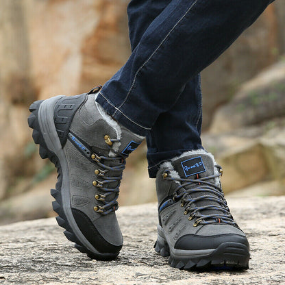Men’s Water-Resistant Winter Hiking Boots – Fleece-Lined Outdoor Boots with Gripped Sole