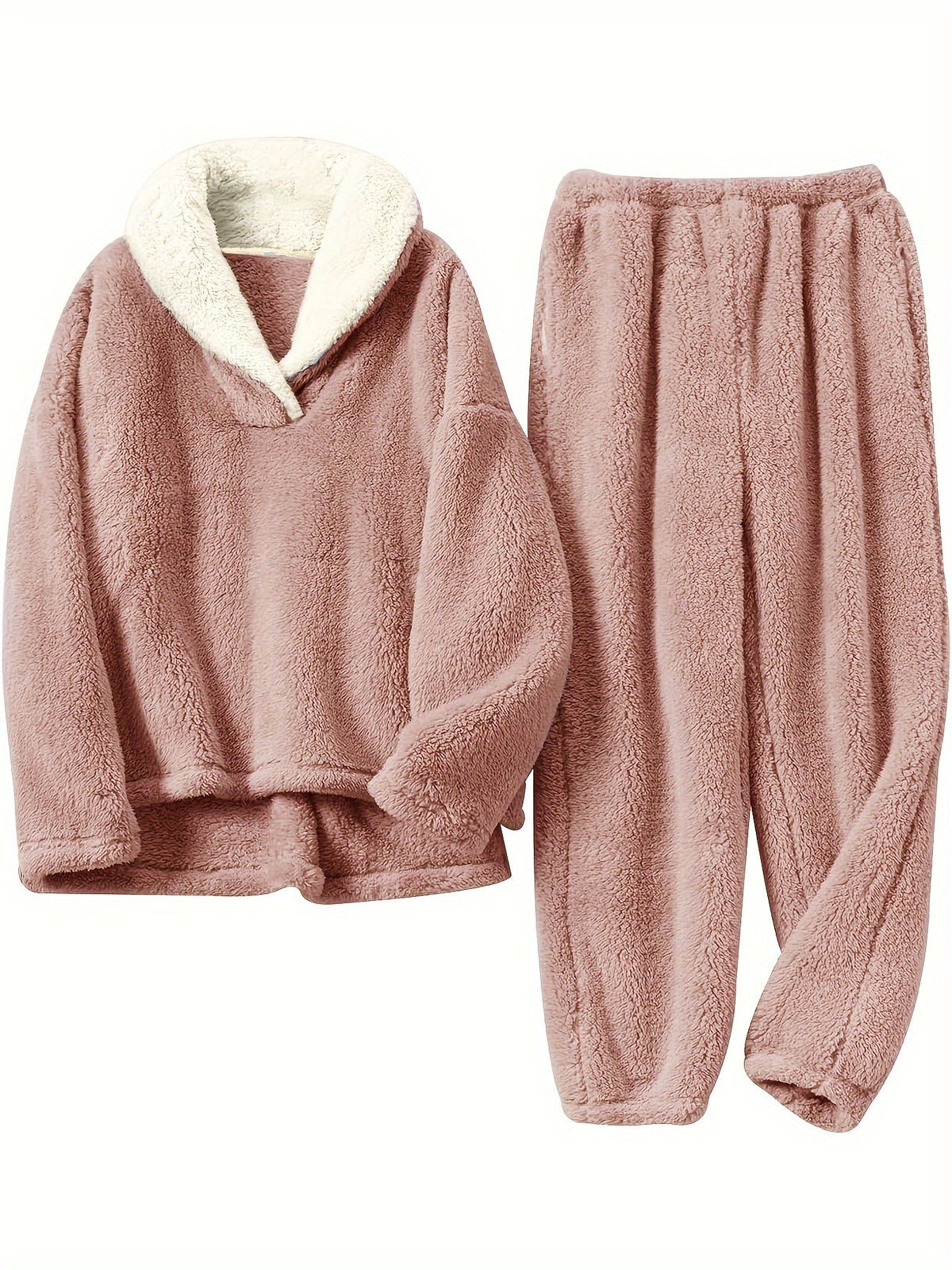 Women’s Lounge Set – Shawl Collar Top with Elasticated Waist