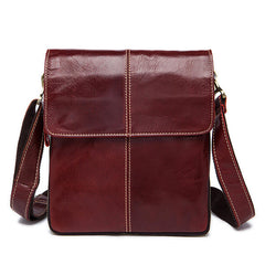 Men’s Genuine Leather Messenger Bag – Flap-Front Business Shoulder Bag with Adjustable Crossbody Strap