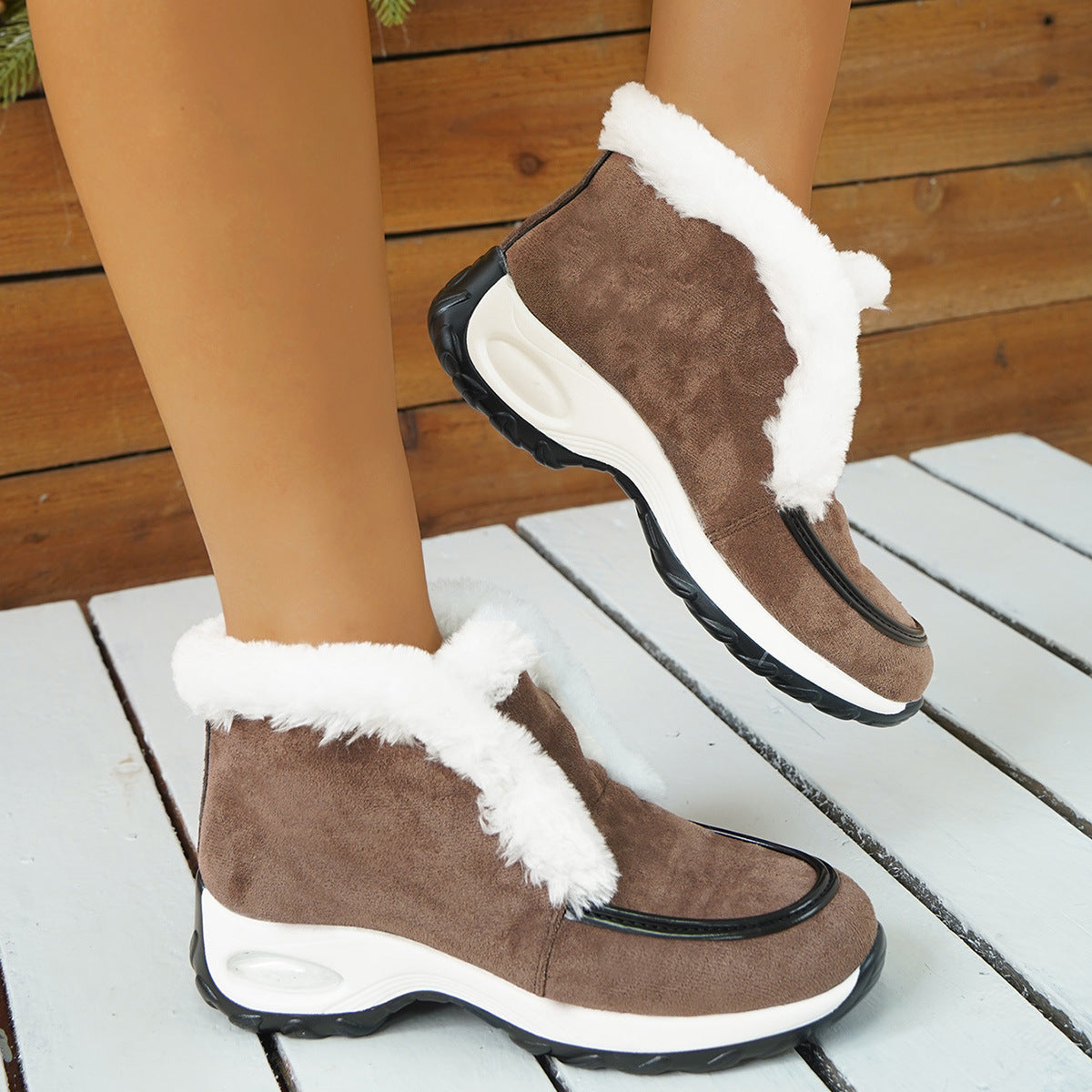 Women's Faux Fur Lined Heeled Snow Boots - Black (US 5-12)