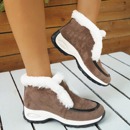 Women's Faux Fur Lined Heeled Snow Boots - Black (US 5-12)