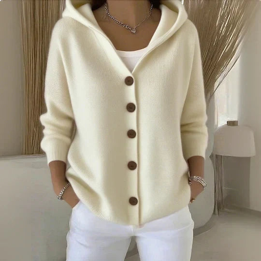 Women’s Hooded Cardigan – Soft Fleecy Knit with Side Pockets