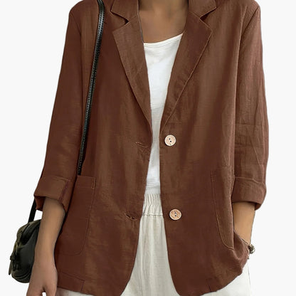 Women’s Relaxed Blazer – Two-Button Front with Roll-Up Sleeves