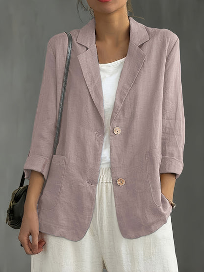 Women’s Relaxed Blazer – Two-Button Front with Roll-Up Sleeves
