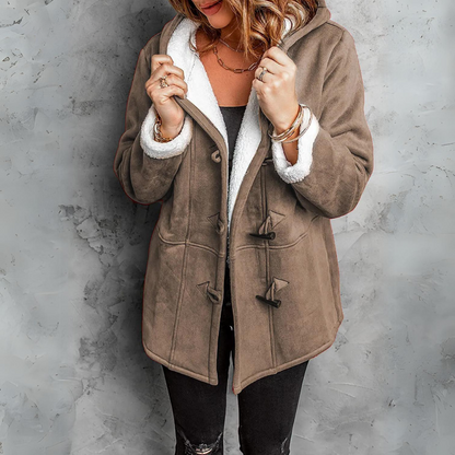 Women’s Sherpa-Lined Hooded Duffle Jacket – Warm Toggle-Front Winter Layer for Everyday Cold-Weather Wear