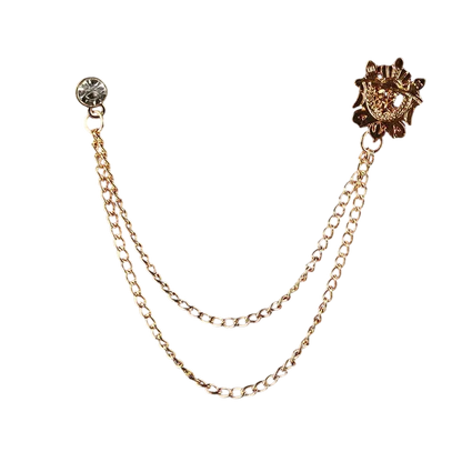 Men’s Double Chain Brooch – Vintage-Inspired Accent for Jackets and Formalwear