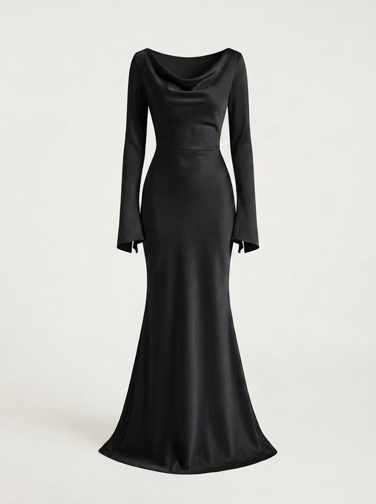 Women’s Long-Sleeve Maxi Dress – Refined Fitted Style for Evening Occasions
