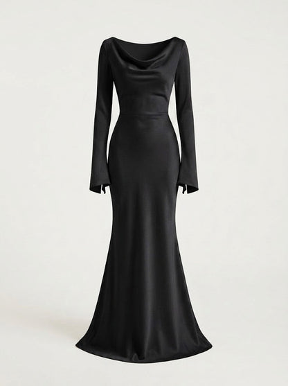 Women’s Long-Sleeve Maxi Dress – Refined Fitted Style for Evening Occasions