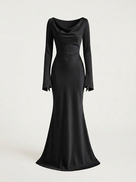 Women’s Long-Sleeve Maxi Dress – Refined Fitted Style for Evening Occasions